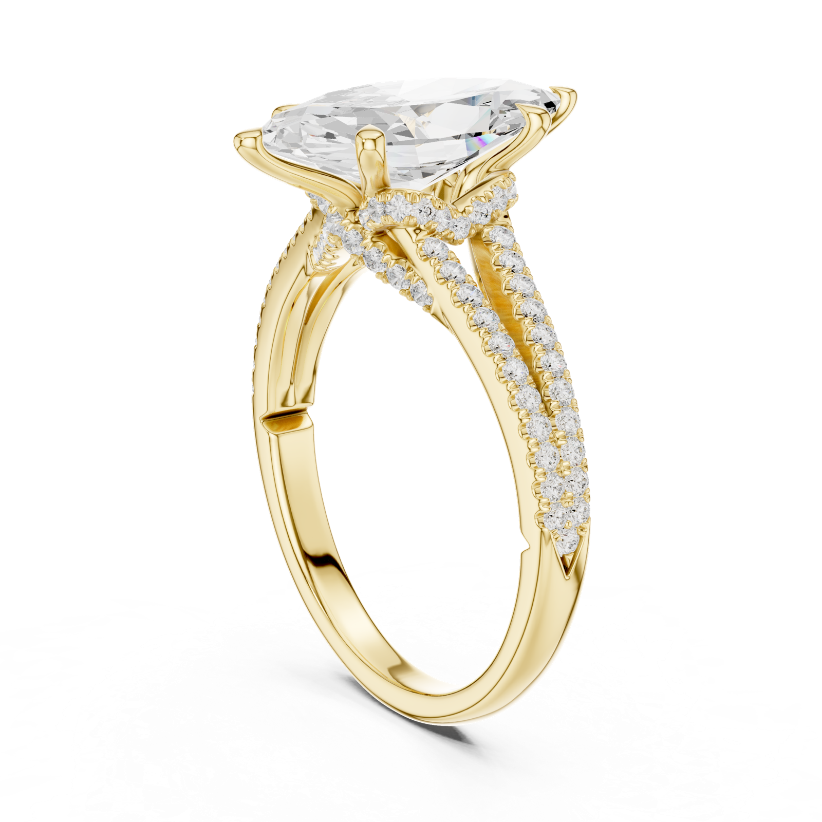 Gold Ring DDLR-252, Marquise center stone, Yellow Gold, view 1