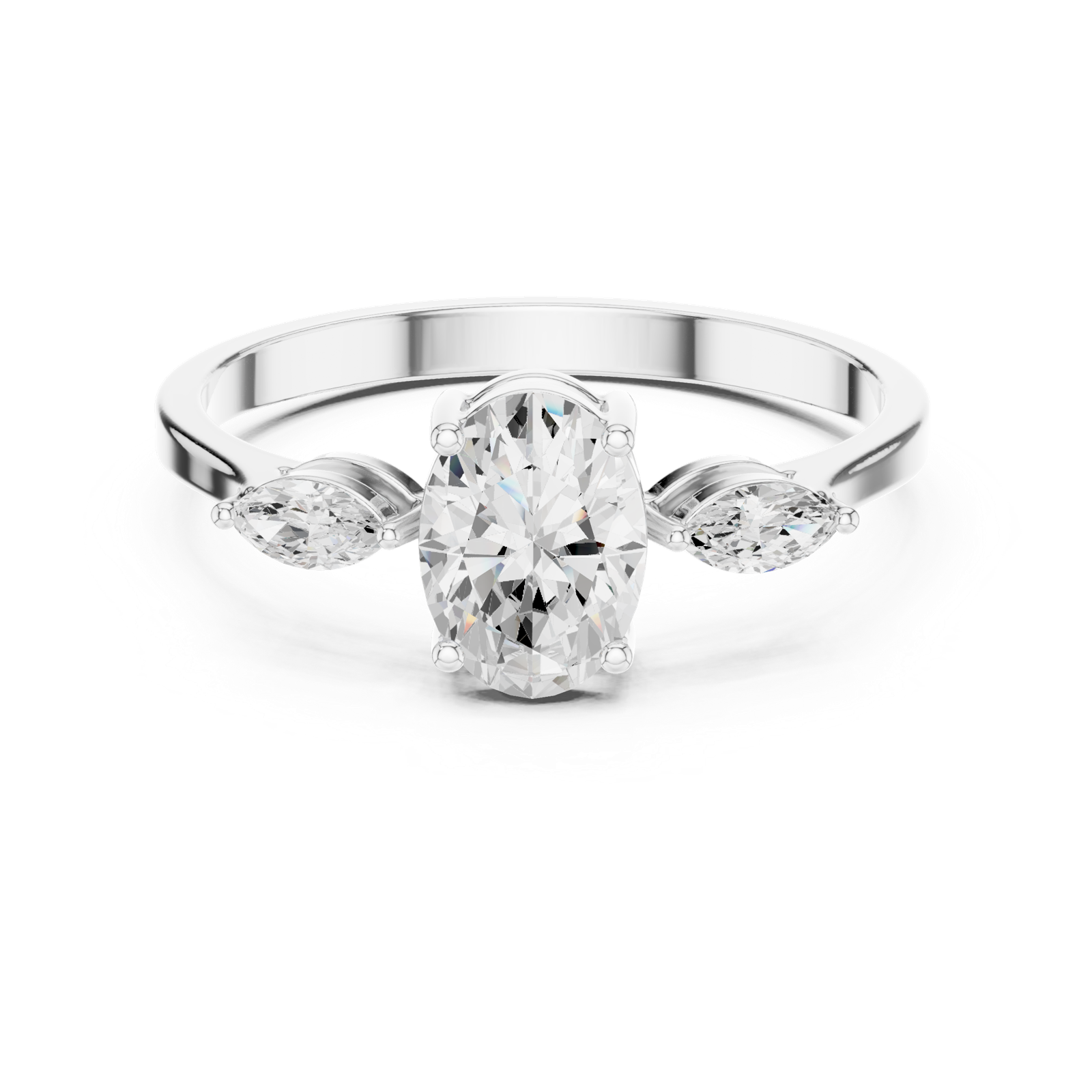 Gold Ring HLR-45, White Gold, view 4