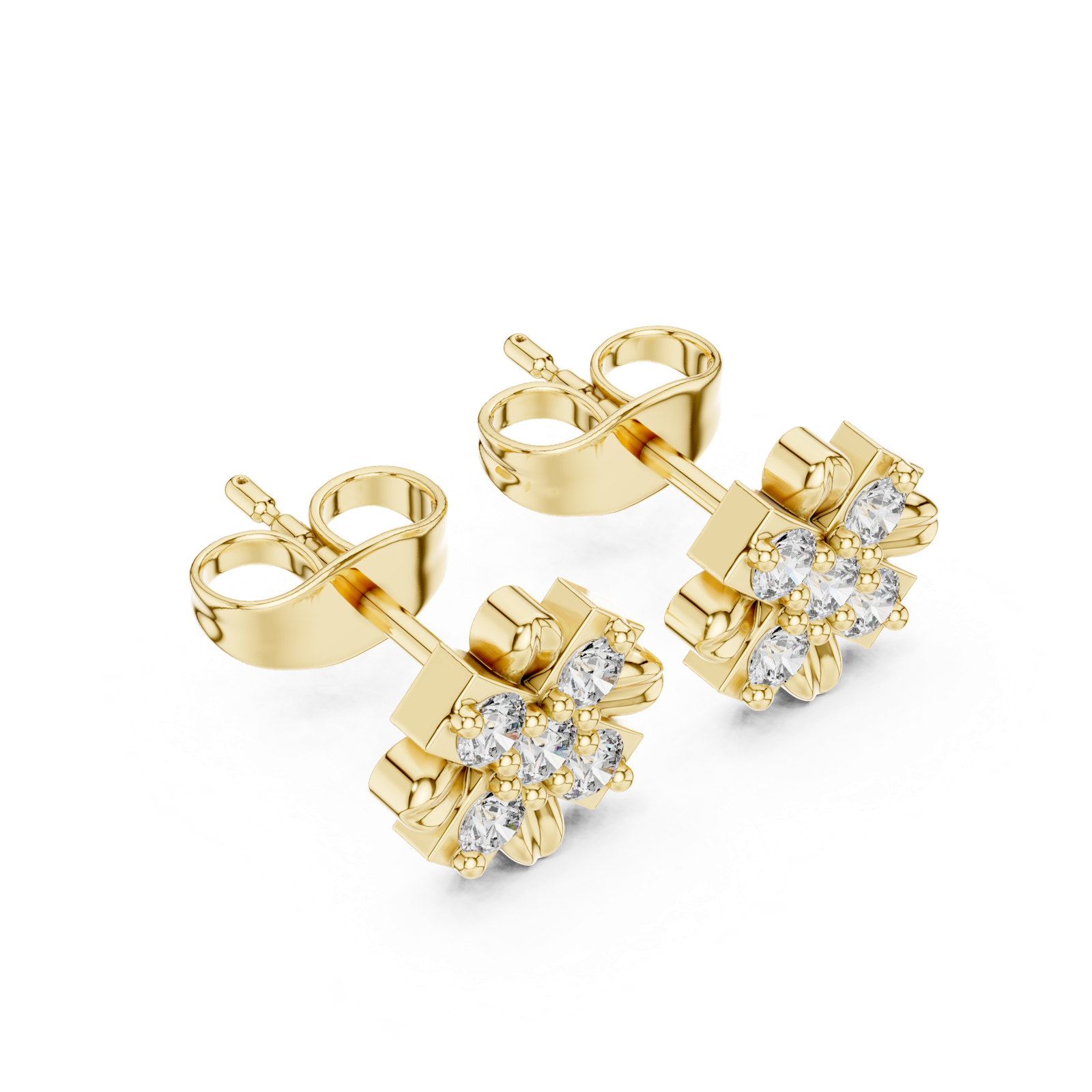 Gold Earrings 9-10042E, Yellow Gold, view 2