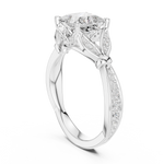 Gold Ring DDLR-257, Princess center stone, White Gold, view 1