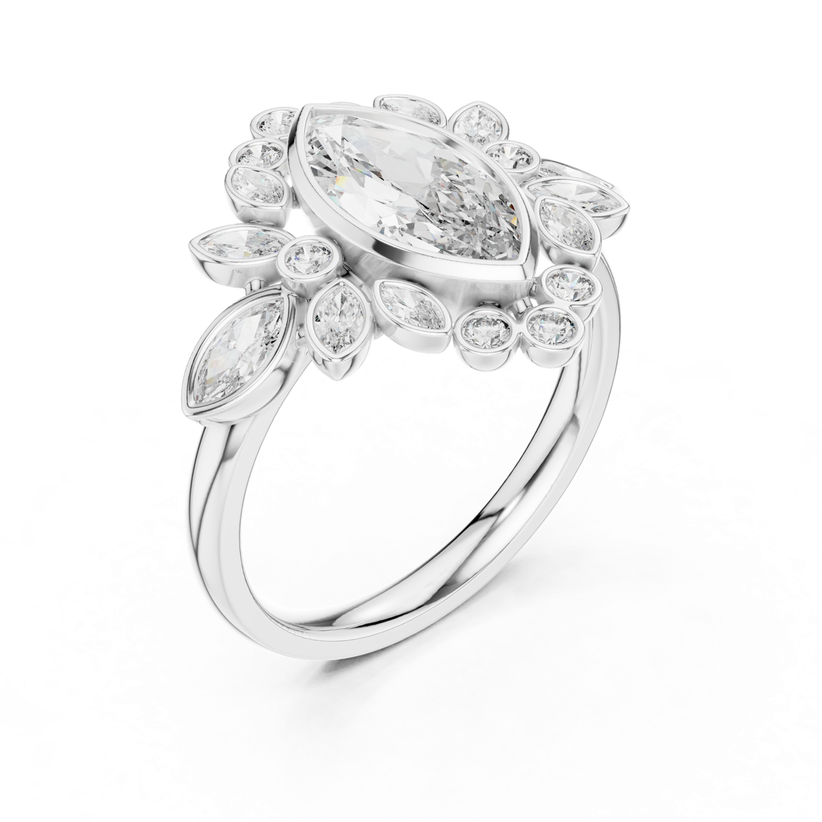 Gold Pendant 9-10019L_33, White Gold, view 2