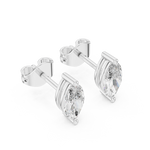 14K Solid Gold Lab Diamond Stud Earrings, White Gold, view 2