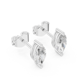 14K Solid Gold Lab Diamond Stud Earrings, White Gold, view 2