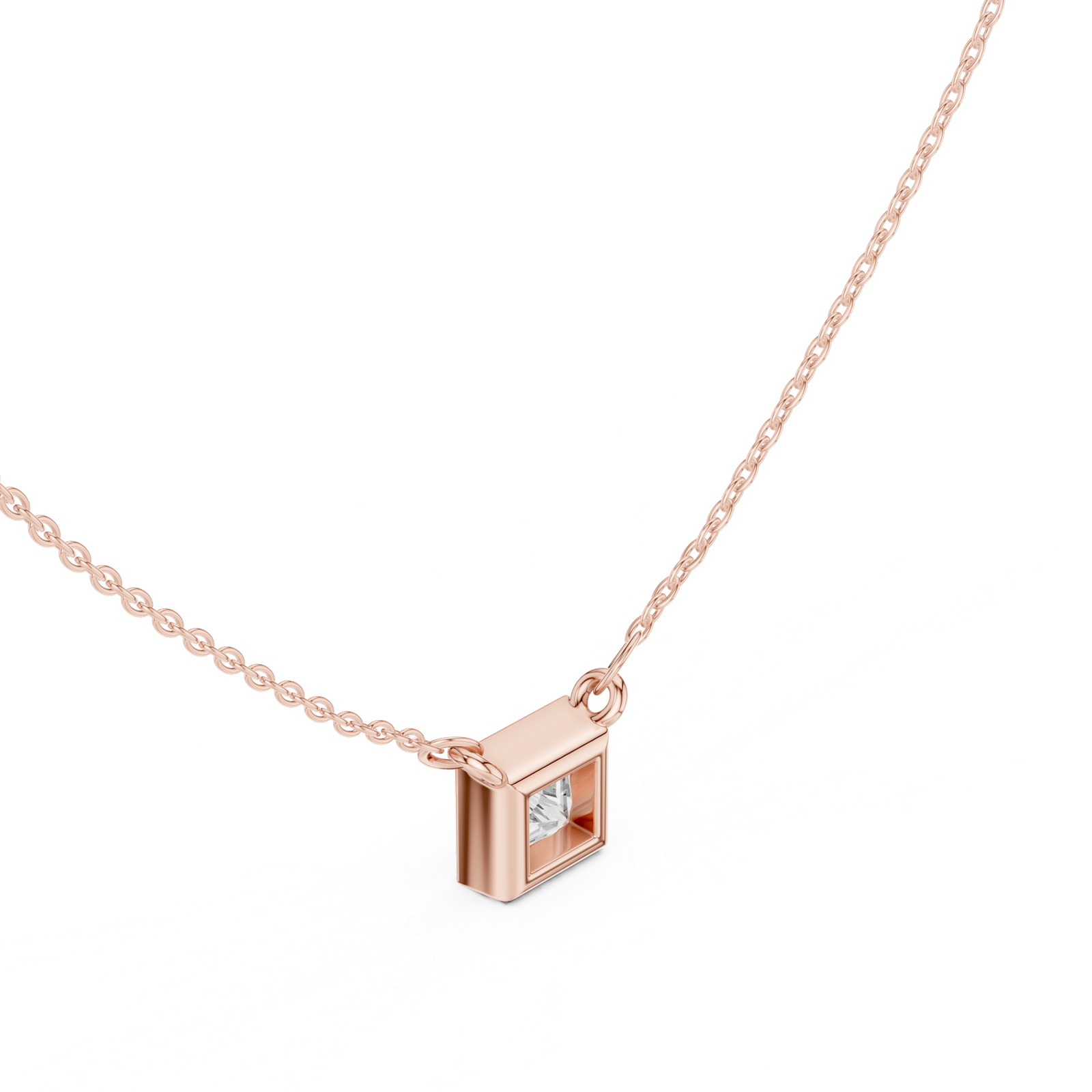 Gold Jewelry DDPS-001, Princess center stone, Rose Gold, view 2