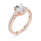 Gold Ring DDLR-037, Oval center stone, Rose Gold, view 2
