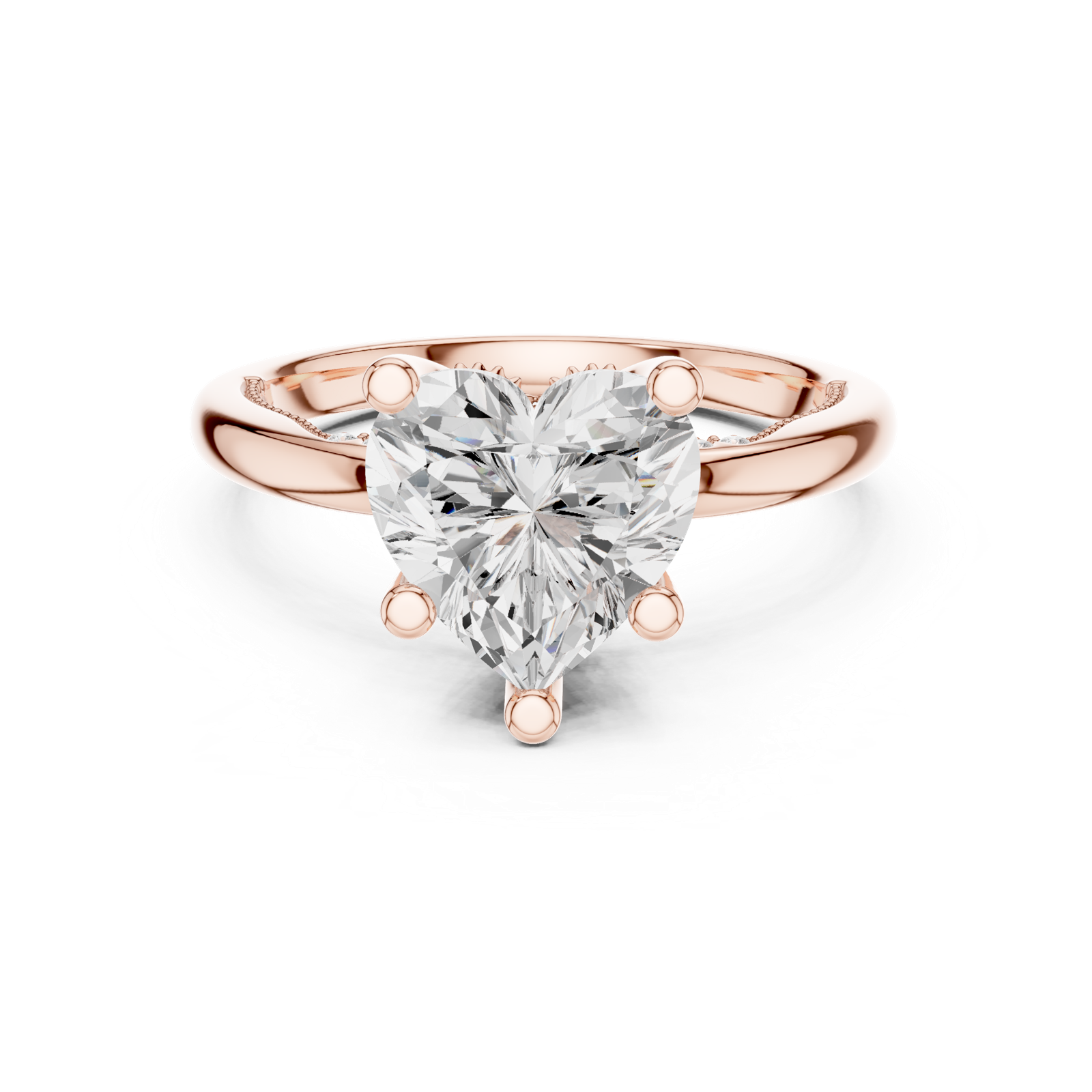 Gold Ring DDLR-175, Heart center stone, Rose Gold, view 4