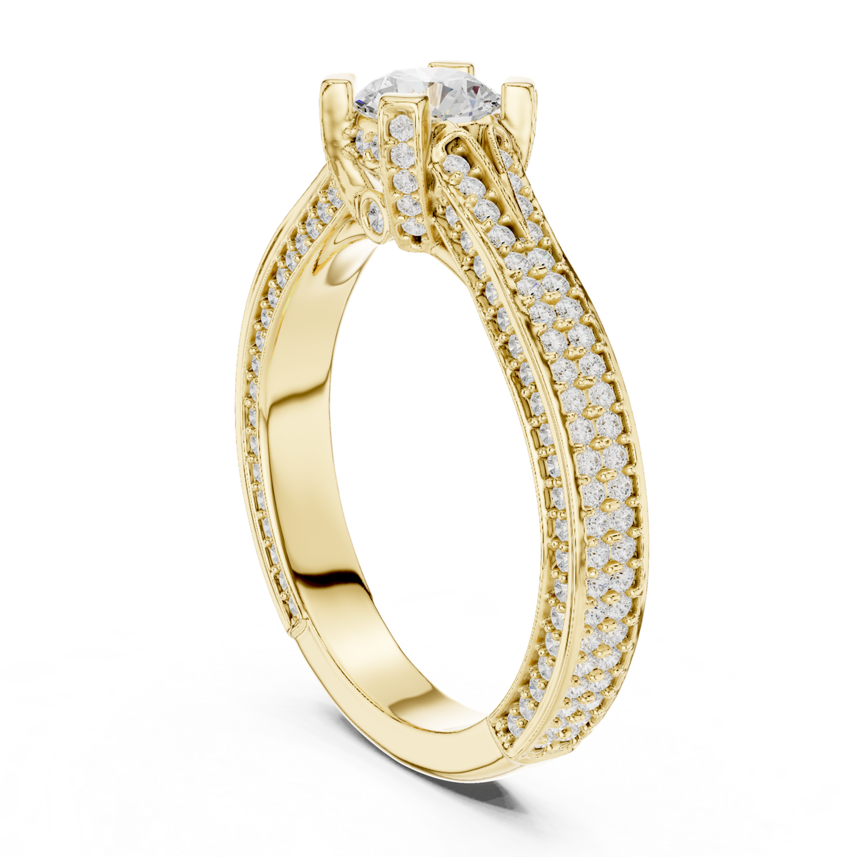 14K Solid Gold Lab Diamond Solitaire Ring, Yellow Gold, view 1