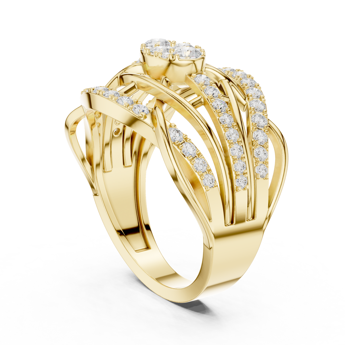 14K Solid Gold Lab Diamond Vintage Ring, Yellow Gold, view 1