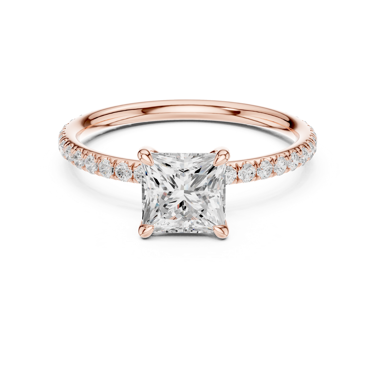 Gold Jewelry L36-15, Princess center stone, Rose Gold, view 4
