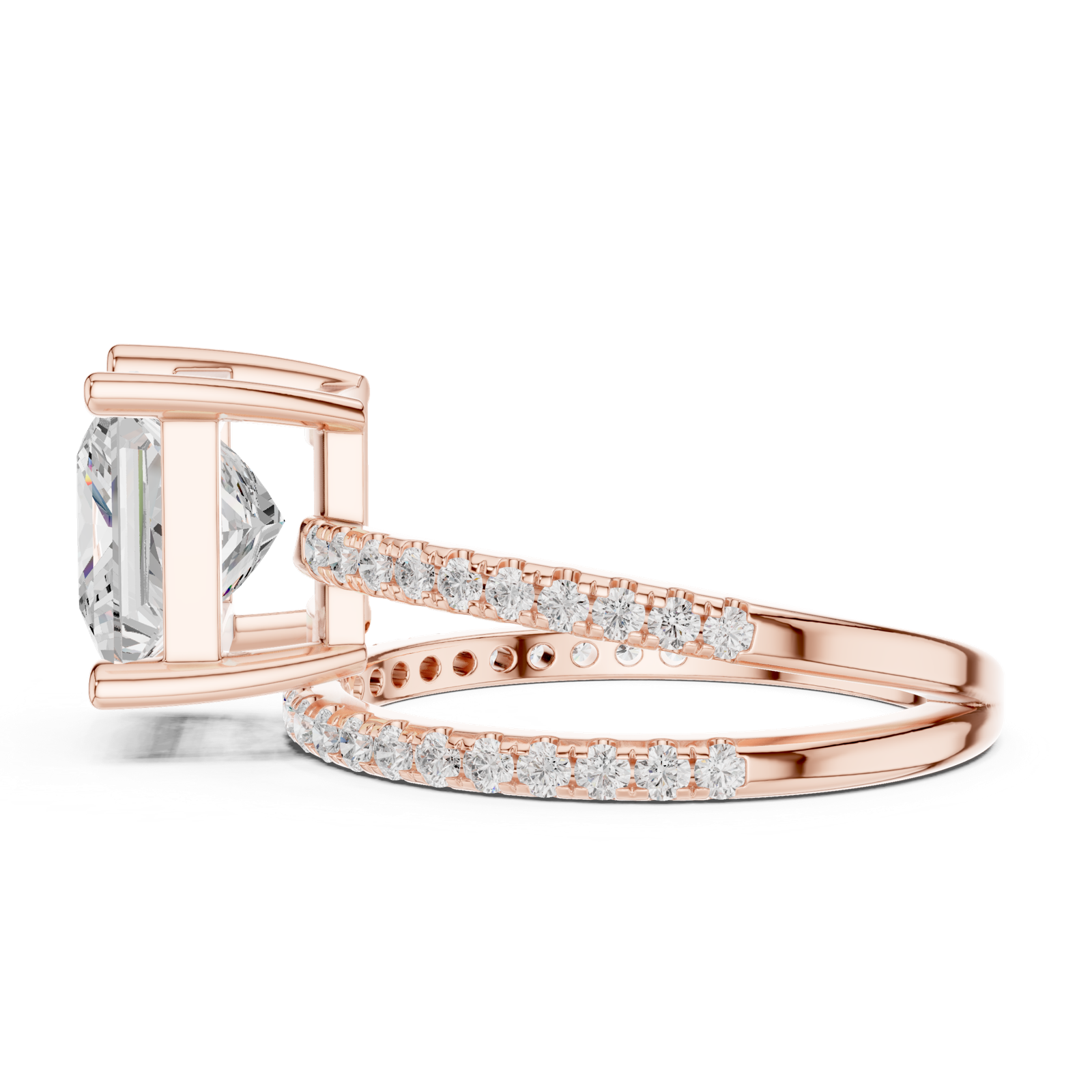 Gold Jewelry L35-39, Princess center stone, Rose Gold, view 3