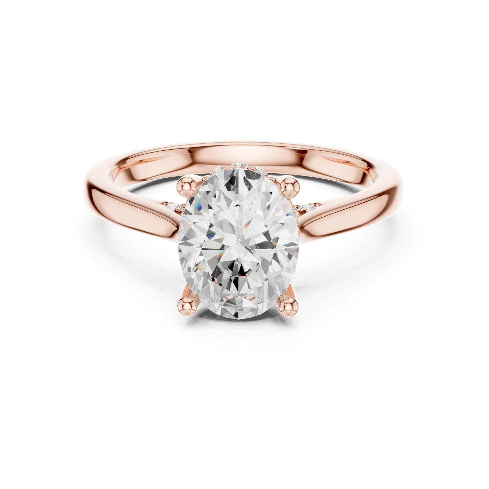 Gold Ring DDLR-163, Oval center stone, Rose Gold, view 4