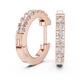 14K Solid Gold Lab Diamond Huggie Earrings, Rose Gold, view 1