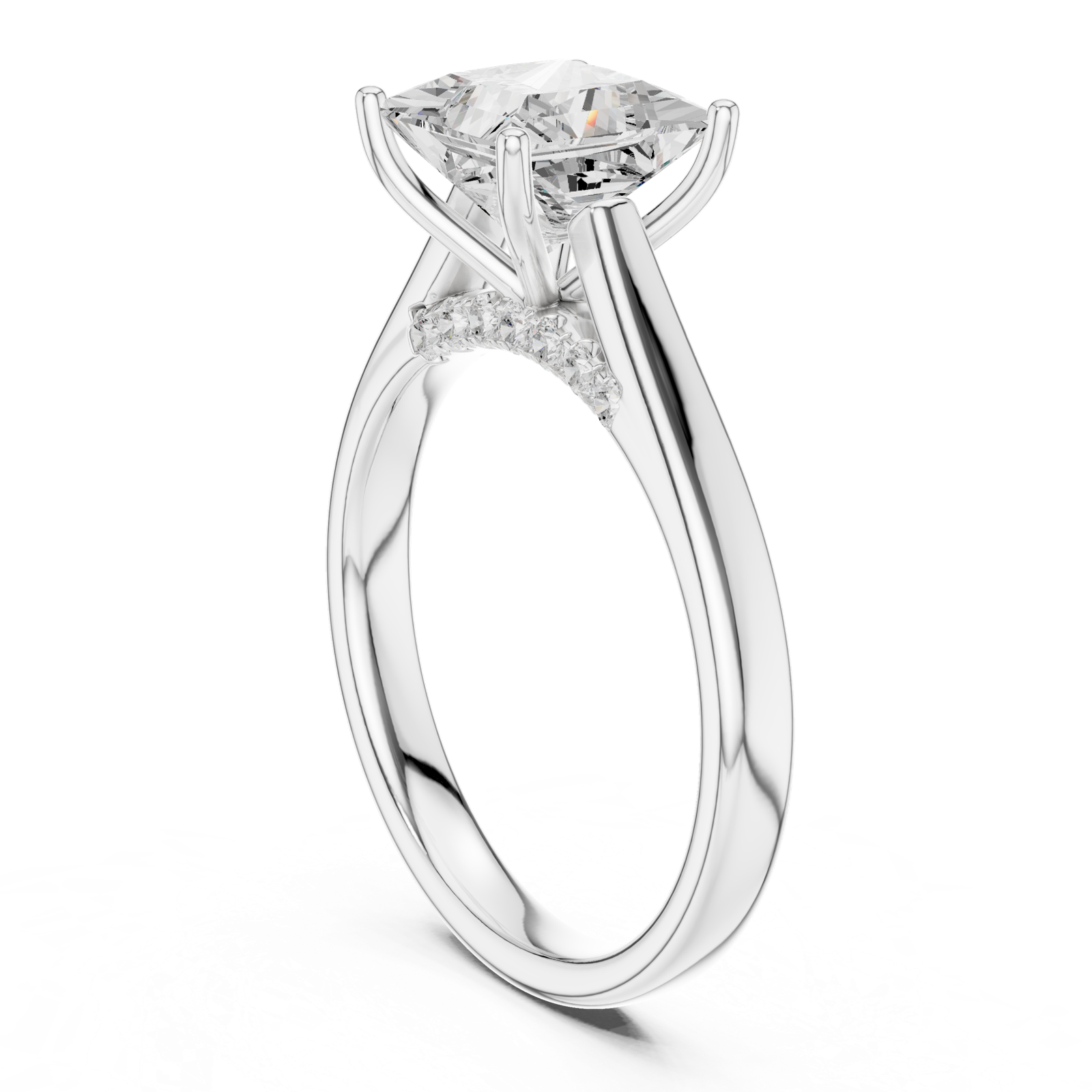 Gold Jewelry L36-18, Princess center stone, White Gold, view 1