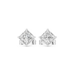 14K Solid Gold Lab Diamond Stud Earrings, White Gold, view 4