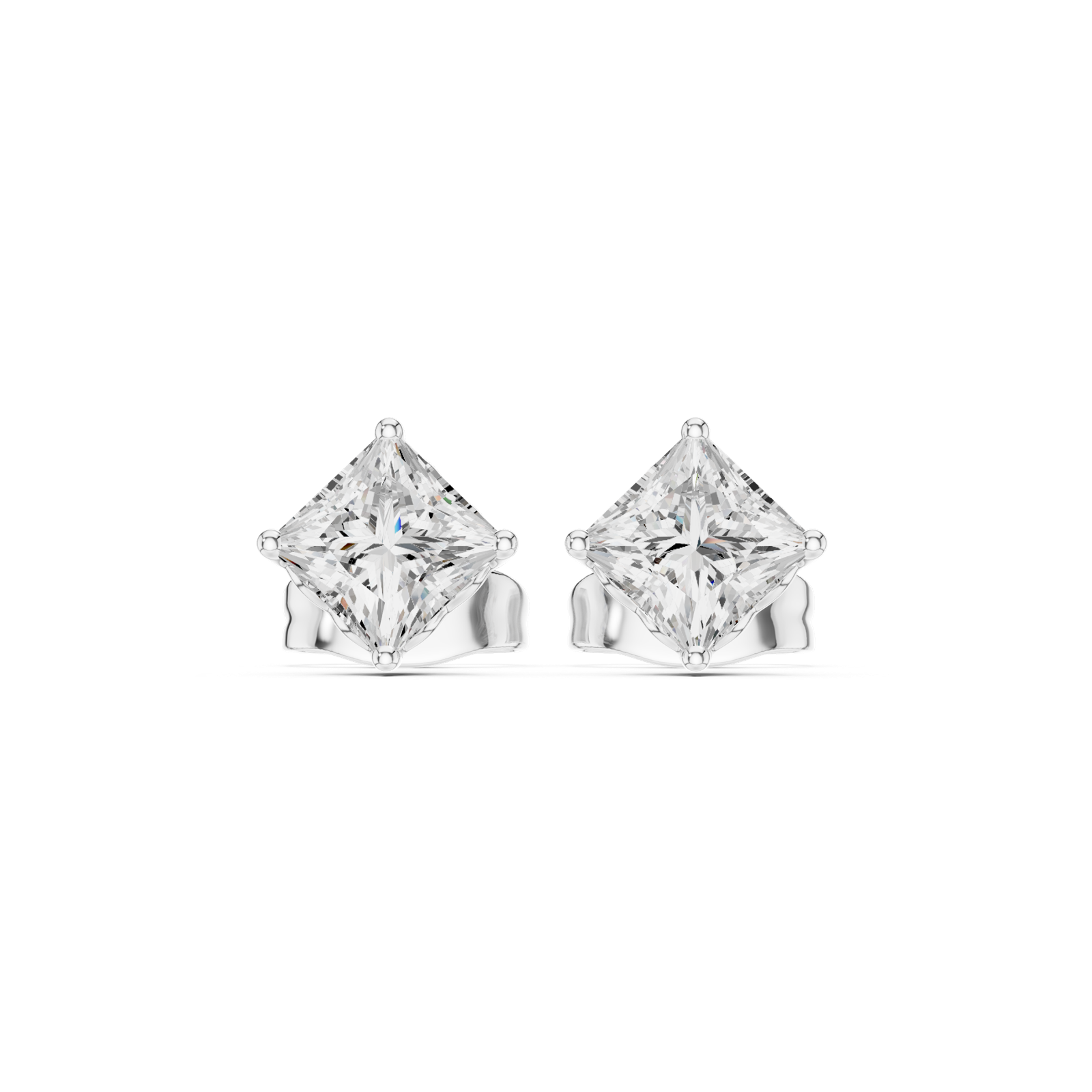 14K Solid Gold Lab Diamond Stud Earrings, White Gold, view 4