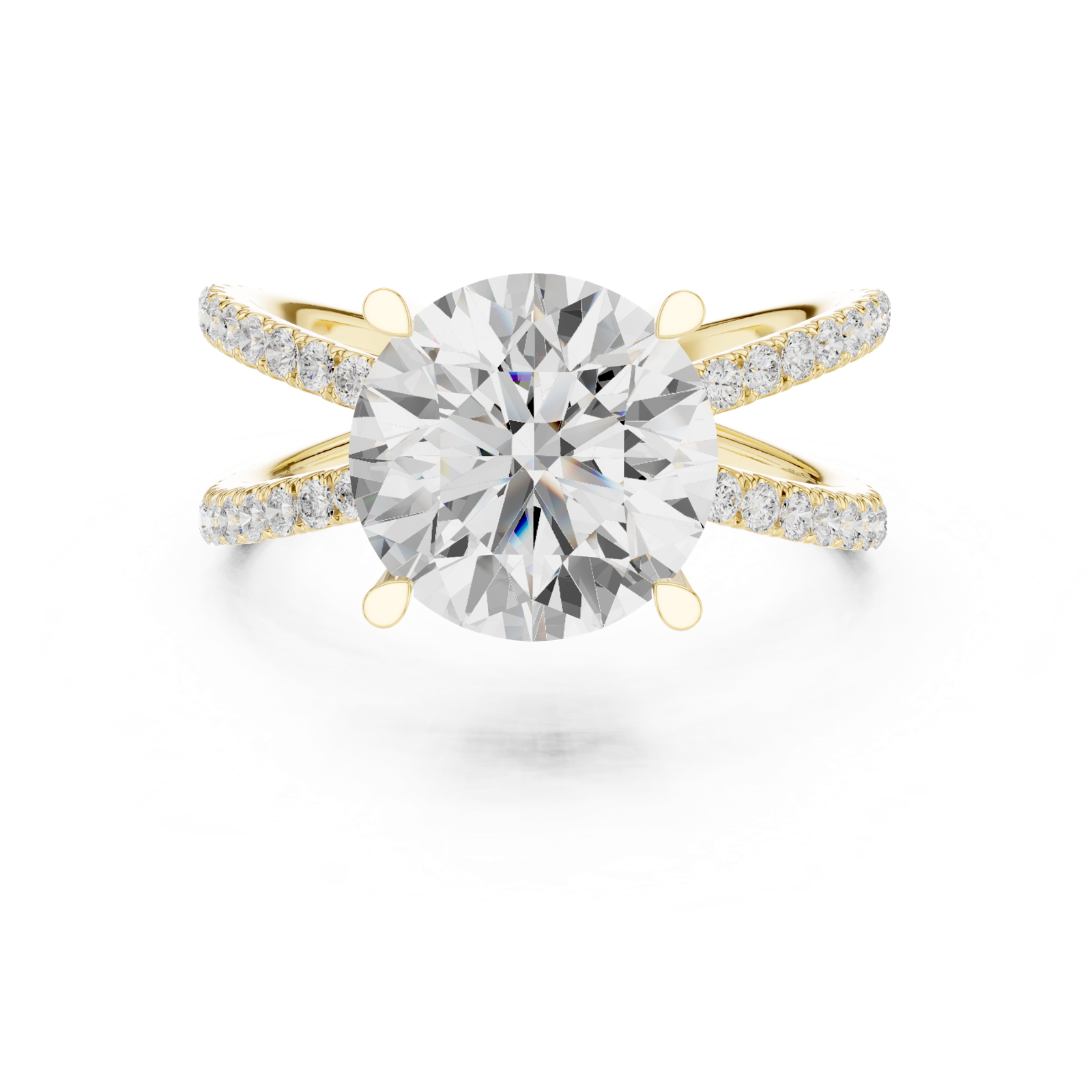 Gold Jewelry L36-25, Round center stone, Yellow Gold, view 4