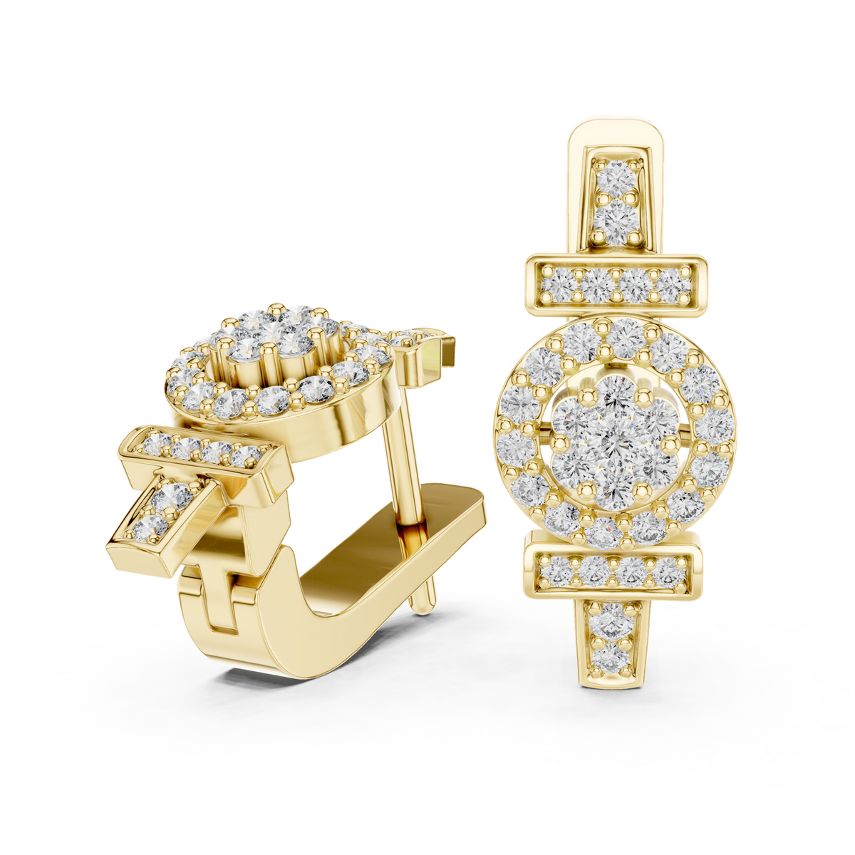 14K Solid Gold Lab Diamond Drop Earrings, Yellow Gold, view 1