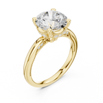 Gold Ring DDLR-175, Round center stone, Yellow Gold, view 2