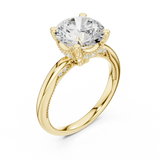 Gold Ring DDLR-175, Round center stone, Yellow Gold, view 2