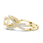 14K Solid Gold Lab Diamond Halo Ring, Yellow Gold, view 3