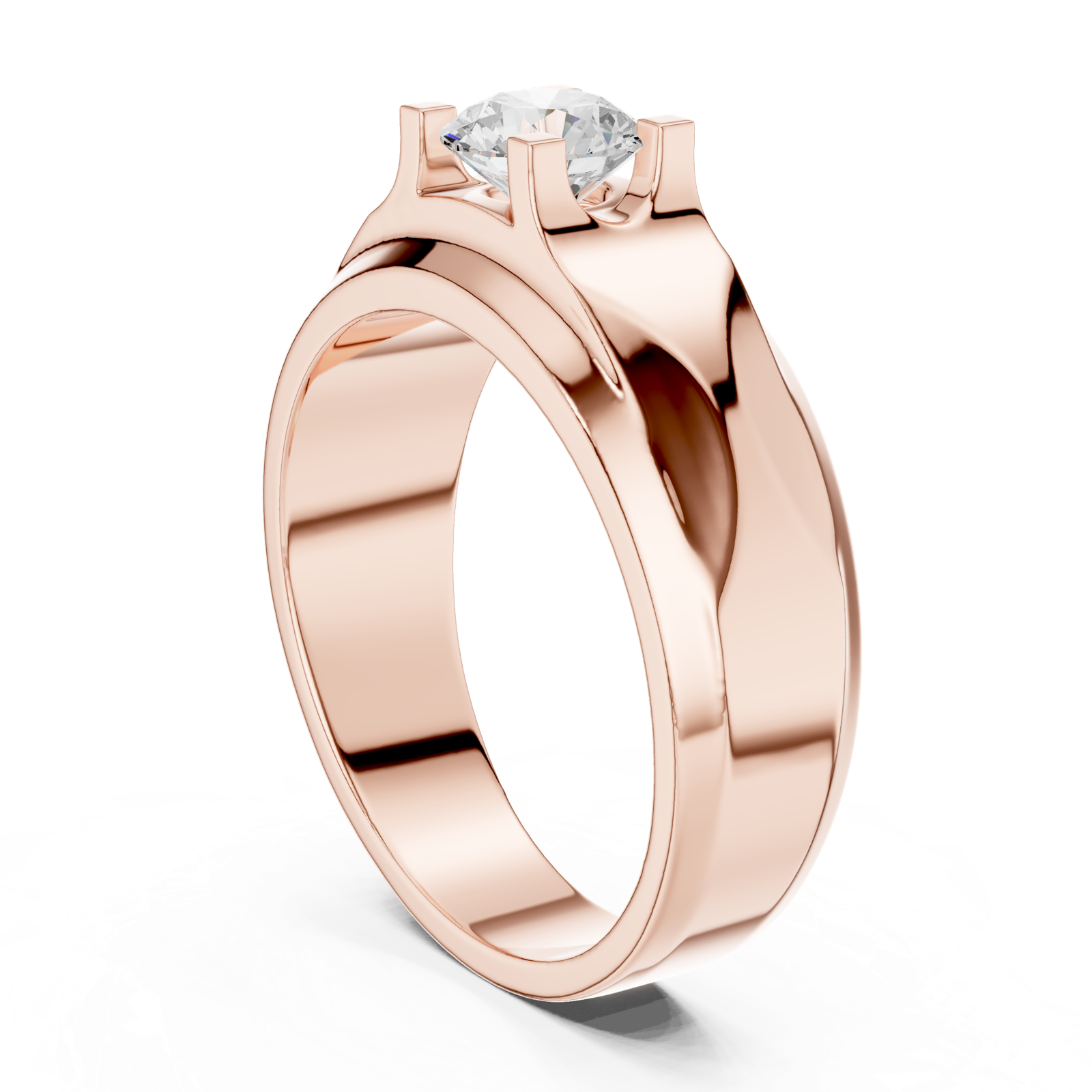 14K Solid Gold Lab Diamond Solitaire Ring, Rose Gold, view 1
