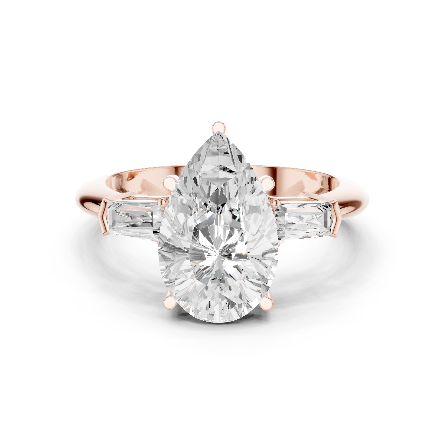 Gold Jewelry L35-67, Pear center stone, Rose Gold