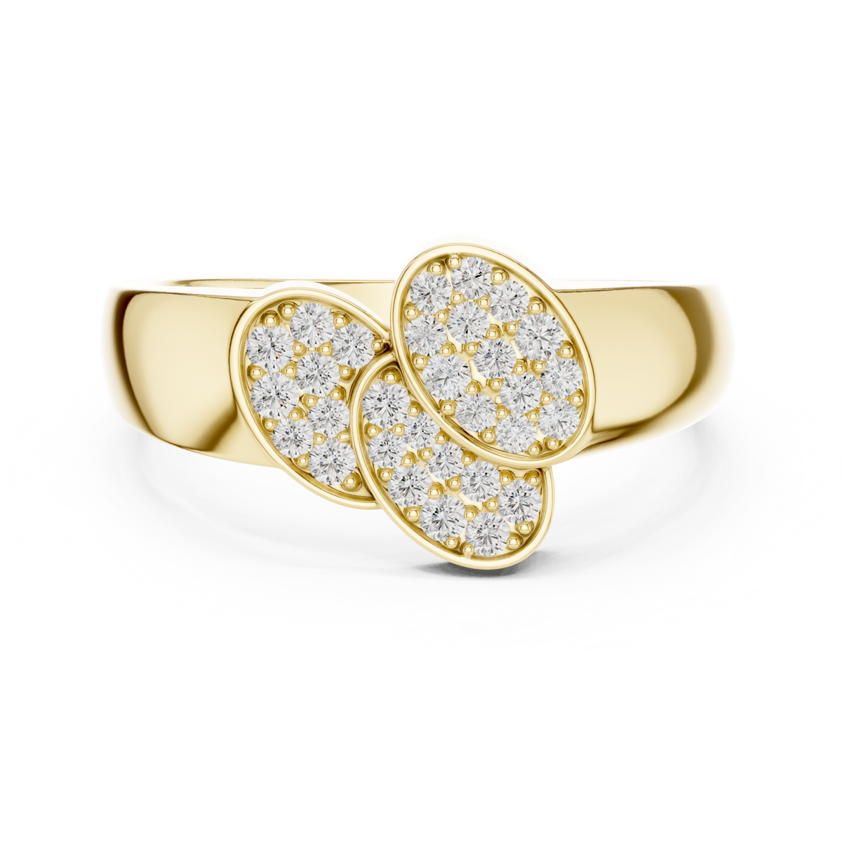 14K Solid Gold Lab Diamond Cluster Ring, Yellow Gold