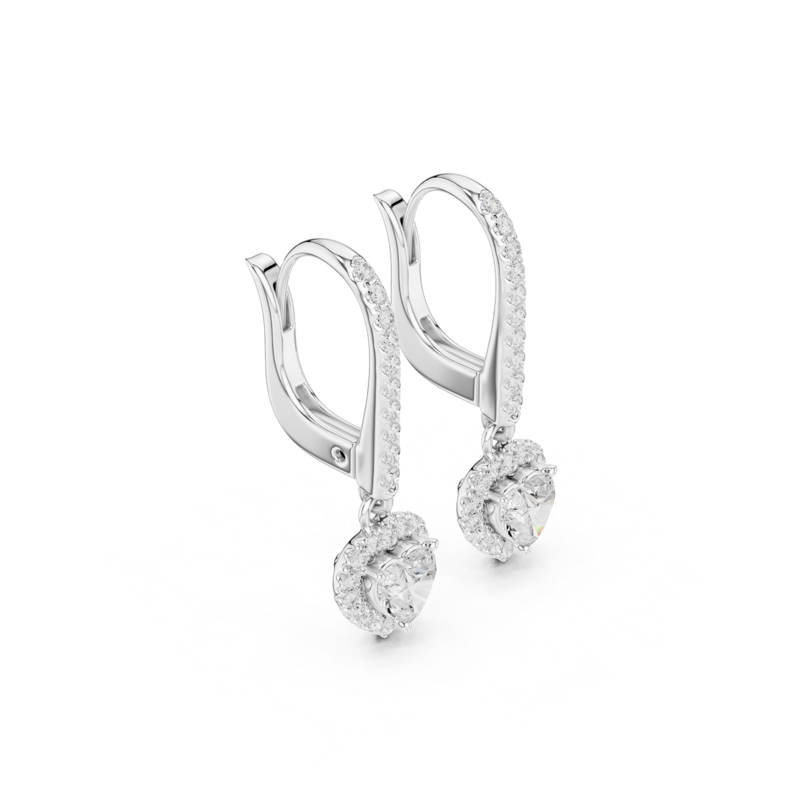 Gold Jewelry DDER-034, Heart center stone, White Gold, view 1