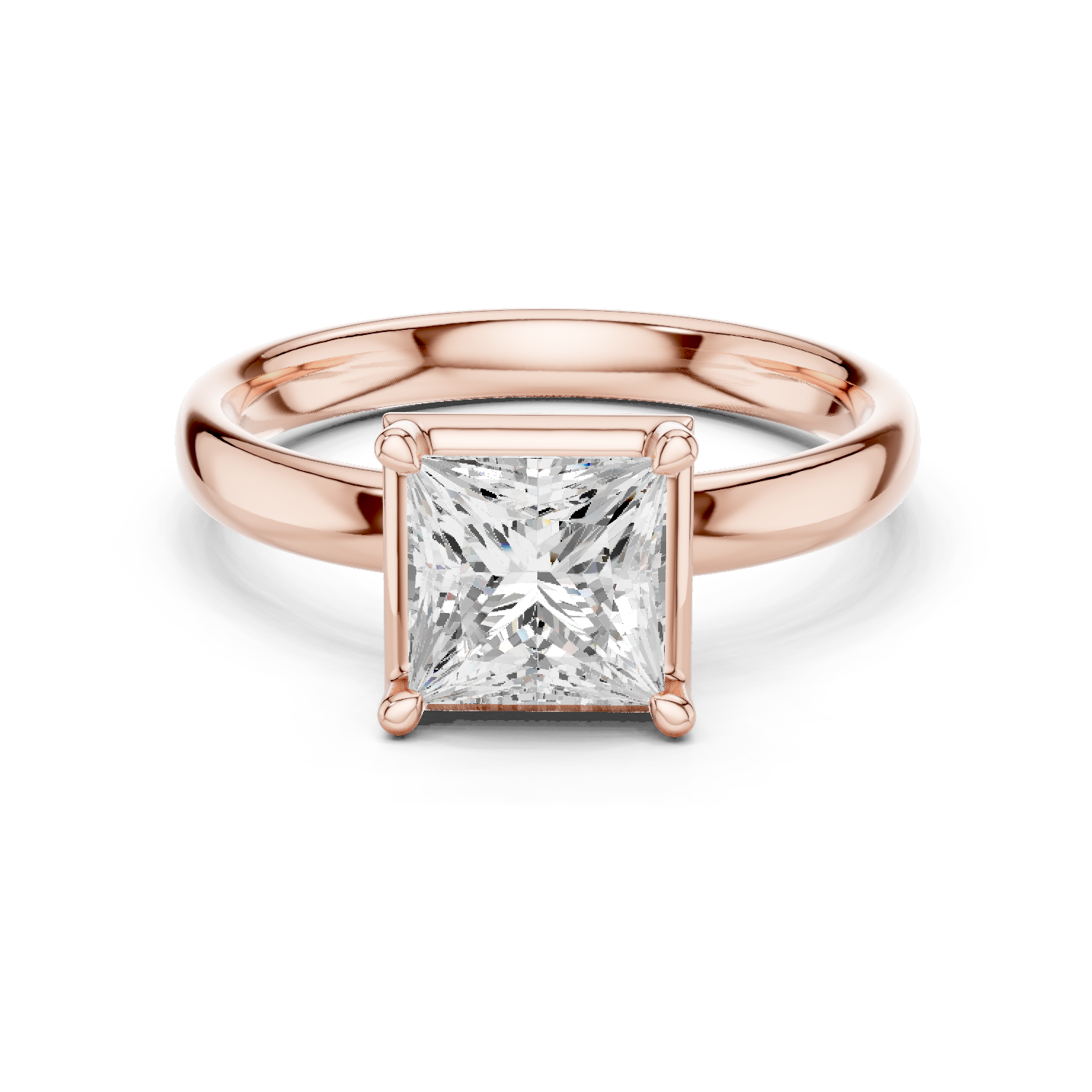 Gold Jewelry L36-10, Princess center stone, Rose Gold