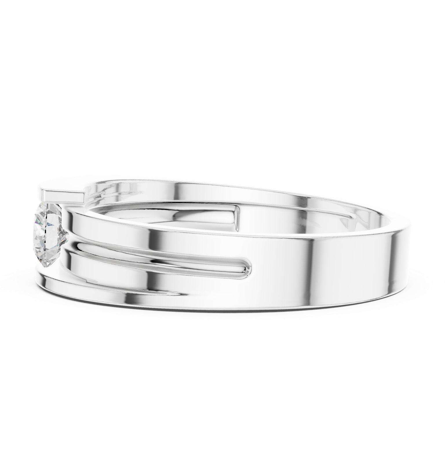 Gold Ring HLR-05 3MM, White Gold, view 3