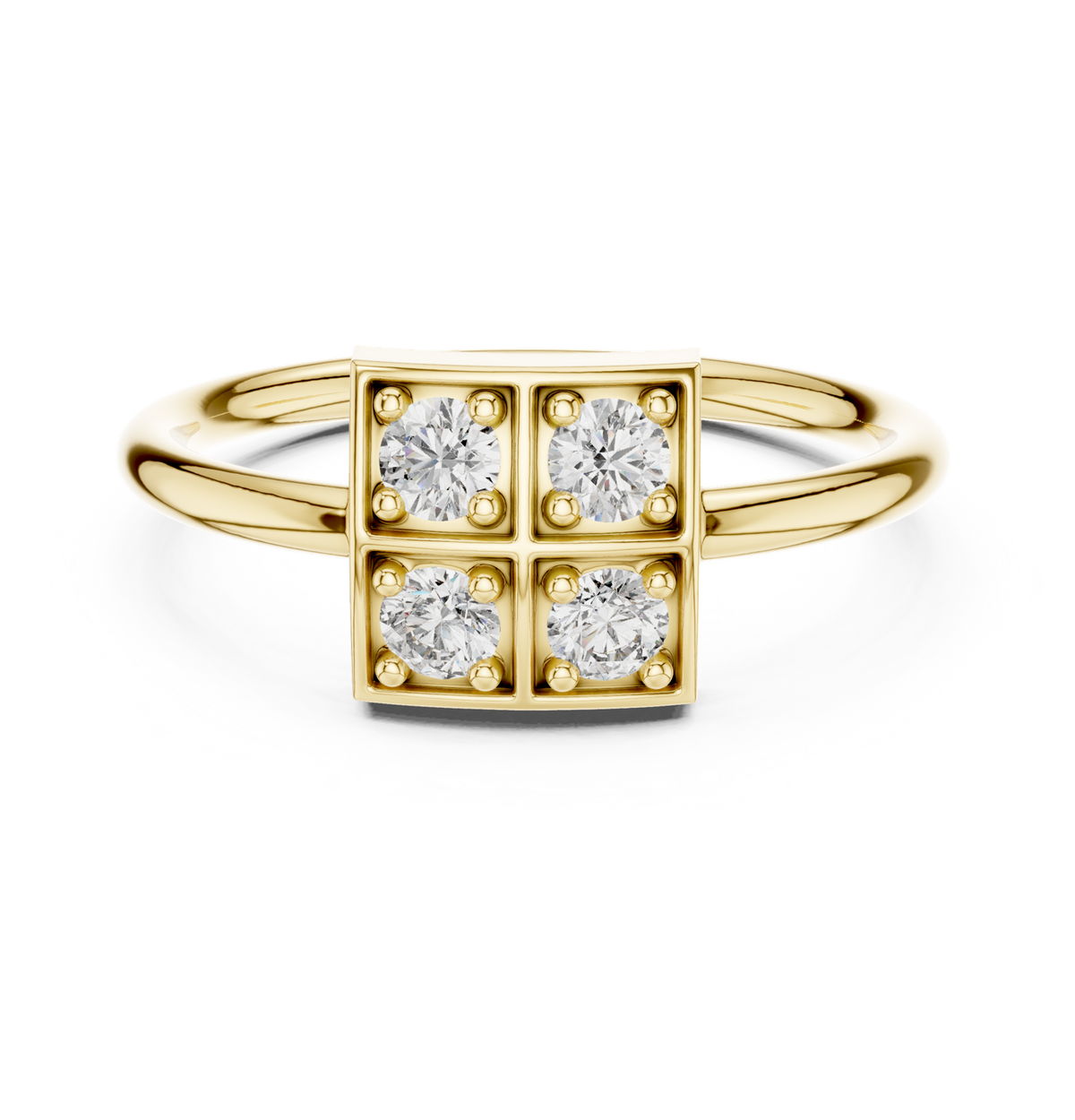 14K Solid Gold Lab Diamond Cluster Ring, Yellow Gold