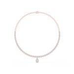 14K Solid Gold Lab Diamond Tennis Necklace, Rose Gold