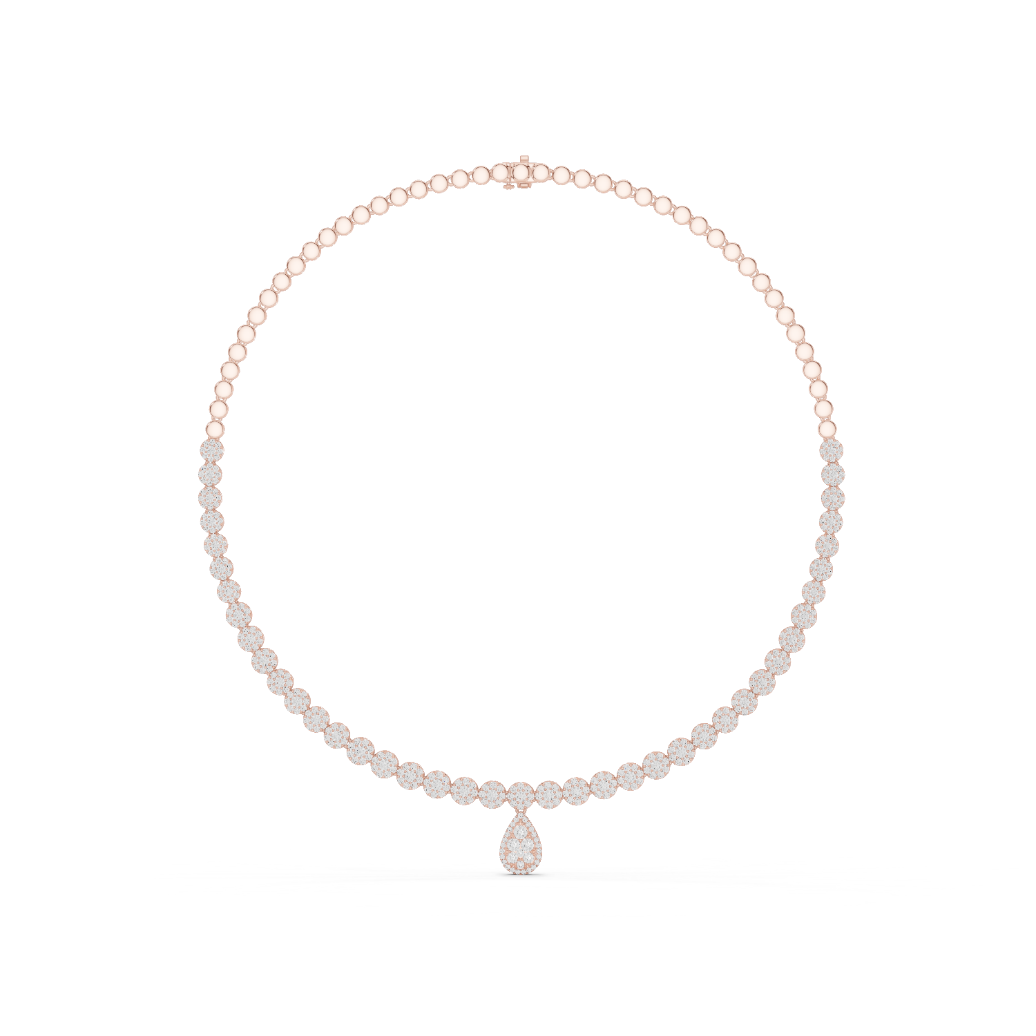 14K Solid Gold Lab Diamond Tennis Necklace, Rose Gold