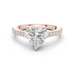 Gold Ring DDLR-039, Heart center stone, Rose Gold