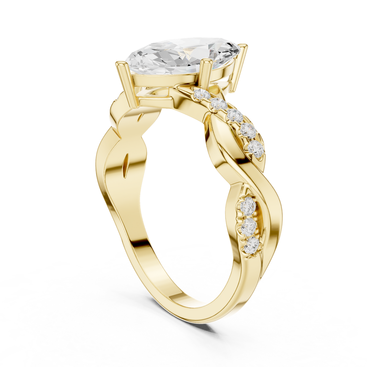 14K Solid Gold Lab Diamond Solitaire Ring, Yellow Gold, view 1