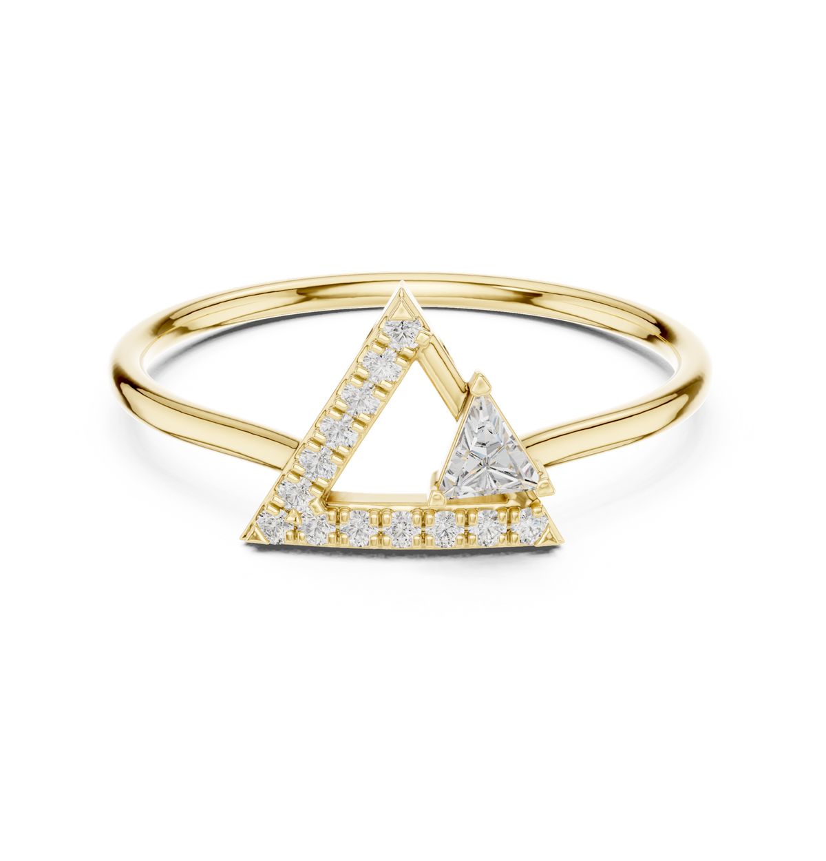 14K Solid Gold Lab Diamond Cluster Ring, Yellow Gold