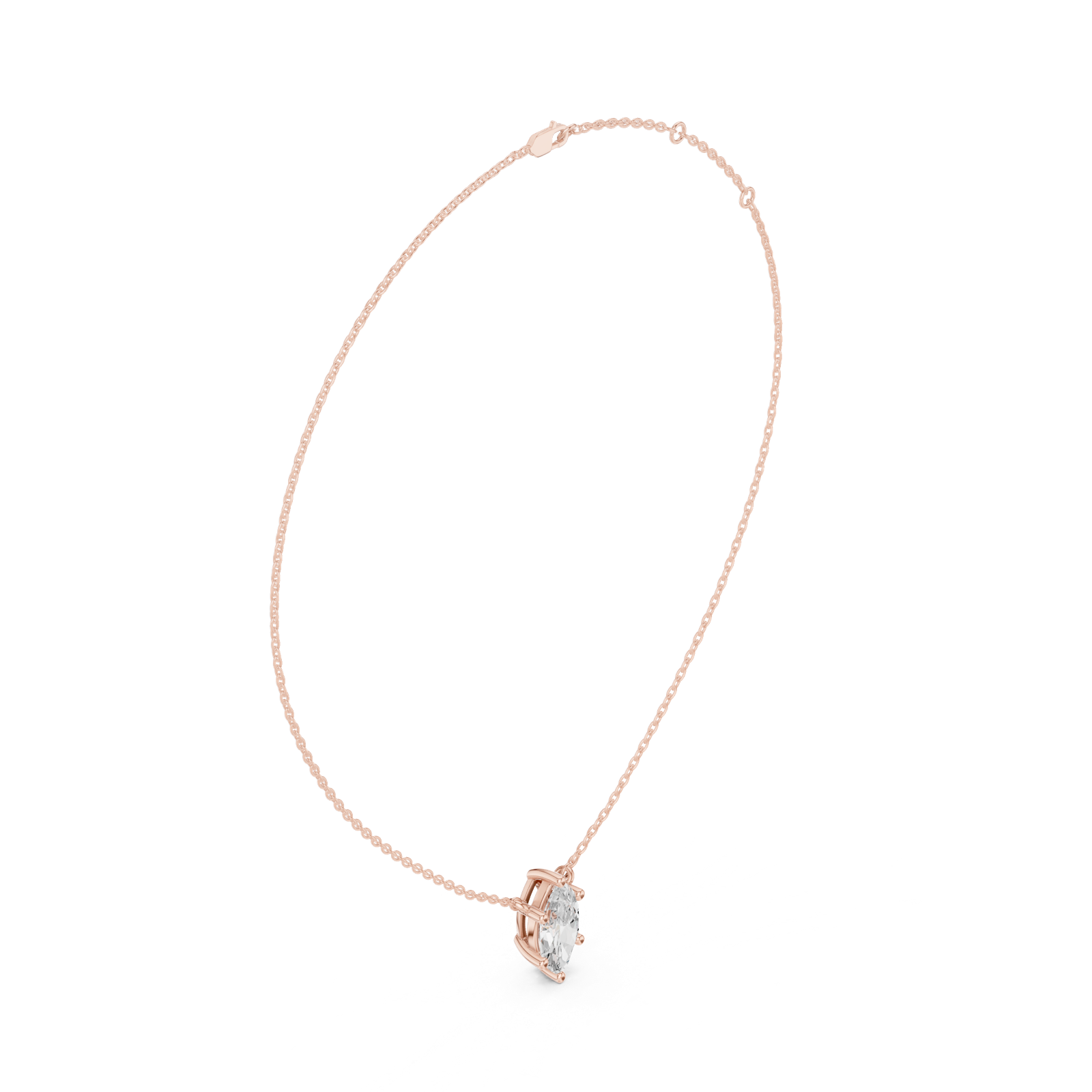 Gold Jewelry DDPO-001, Marquise center stone, Rose Gold, view 1