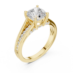 Gold Ring, Cushion center stone, Yellow Gold, view 2
