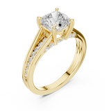 Gold Ring, Cushion center stone, Yellow Gold, view 2