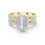 Gold Ring DDLR-300, Oval center stone, Yellow Gold