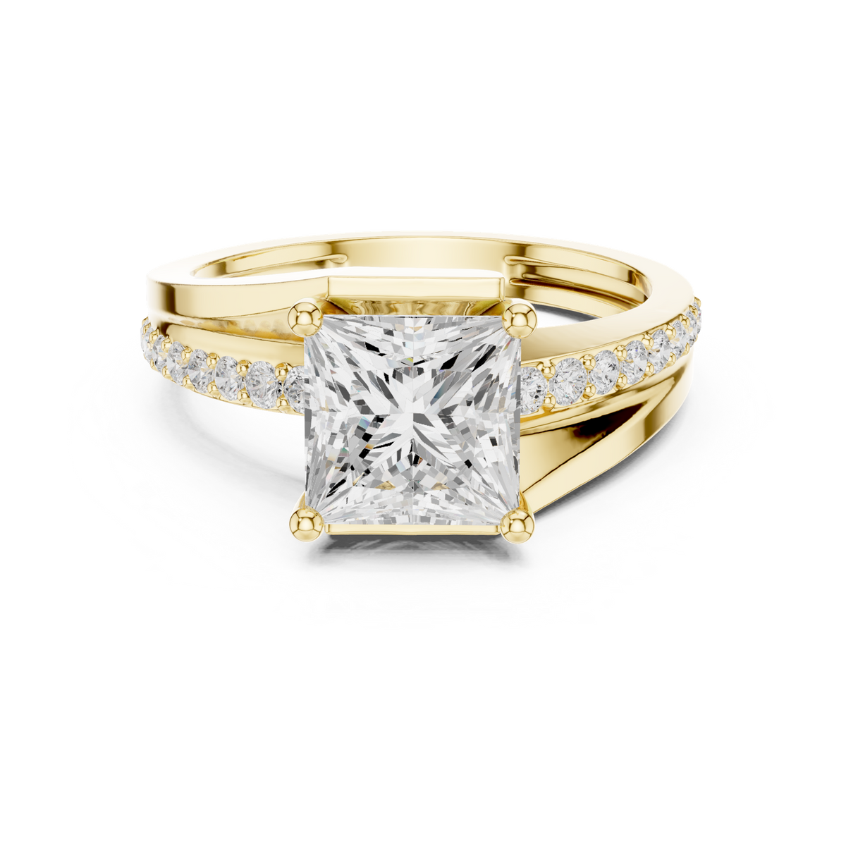 14K Solid Gold Lab Diamond Solitaire Ring, Yellow Gold