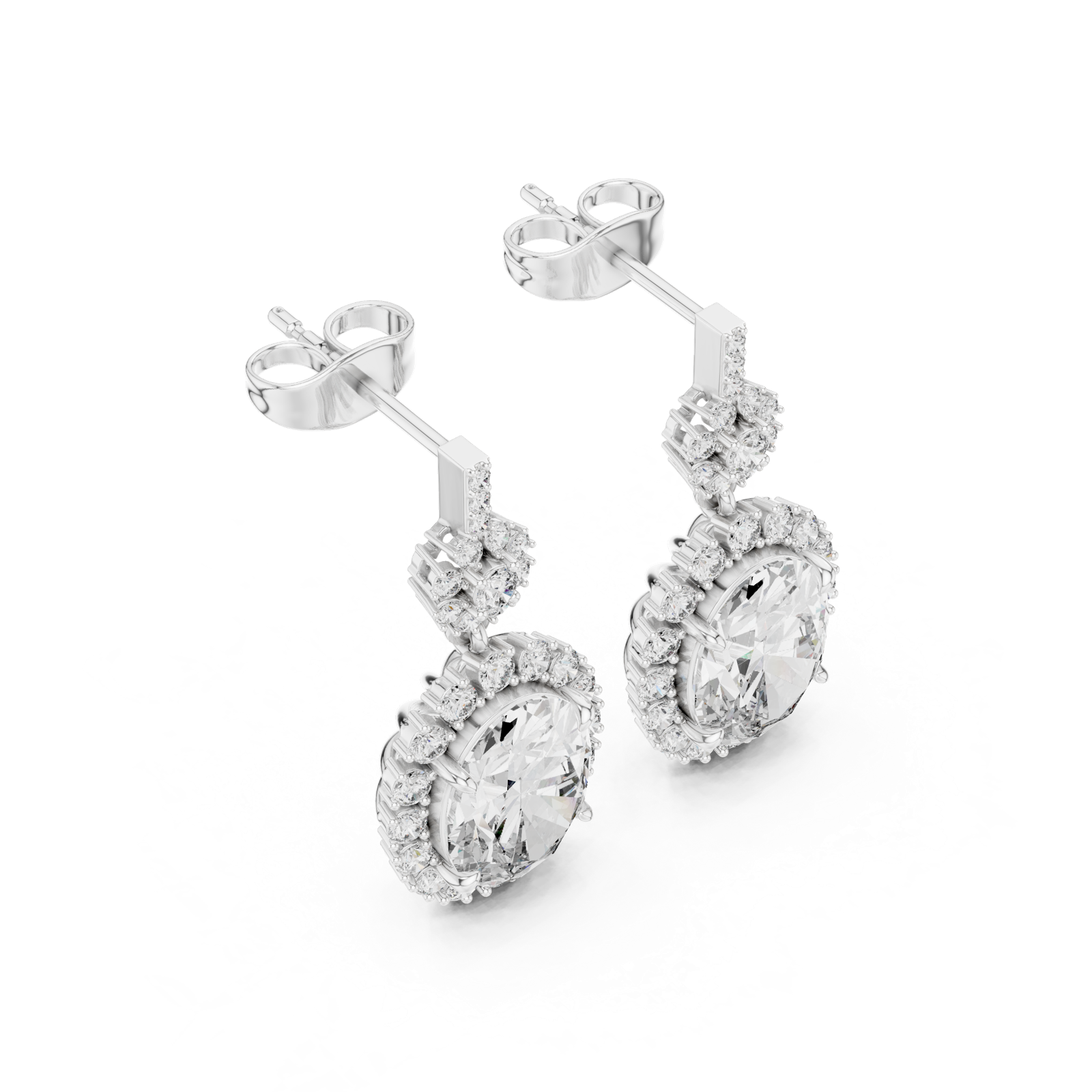 Gold Earrings 3-10016E_136, White Gold, view 2