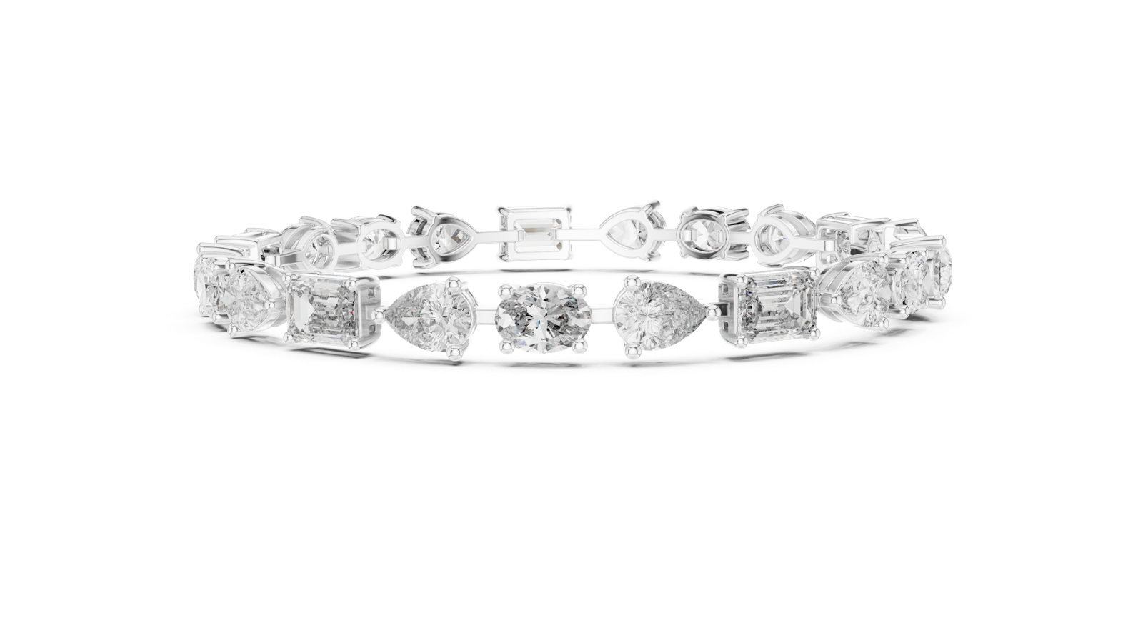 14K Solid Gold Lab Diamond Bracelet, White Gold, view 3