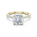 Gold Jewelry, Cushion center stone, Yellow Gold