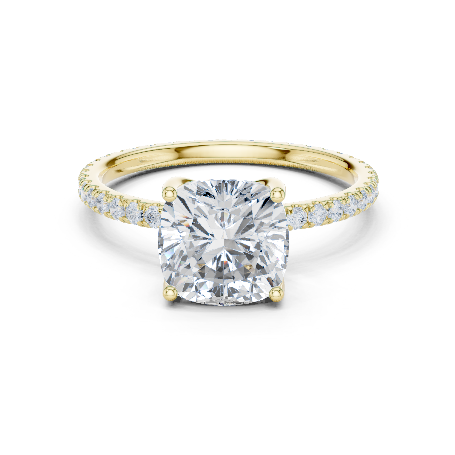 Gold Jewelry, Cushion center stone, Yellow Gold