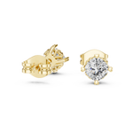 14K Solid Gold Lab Diamond Halo Earrings, Yellow Gold, view 1