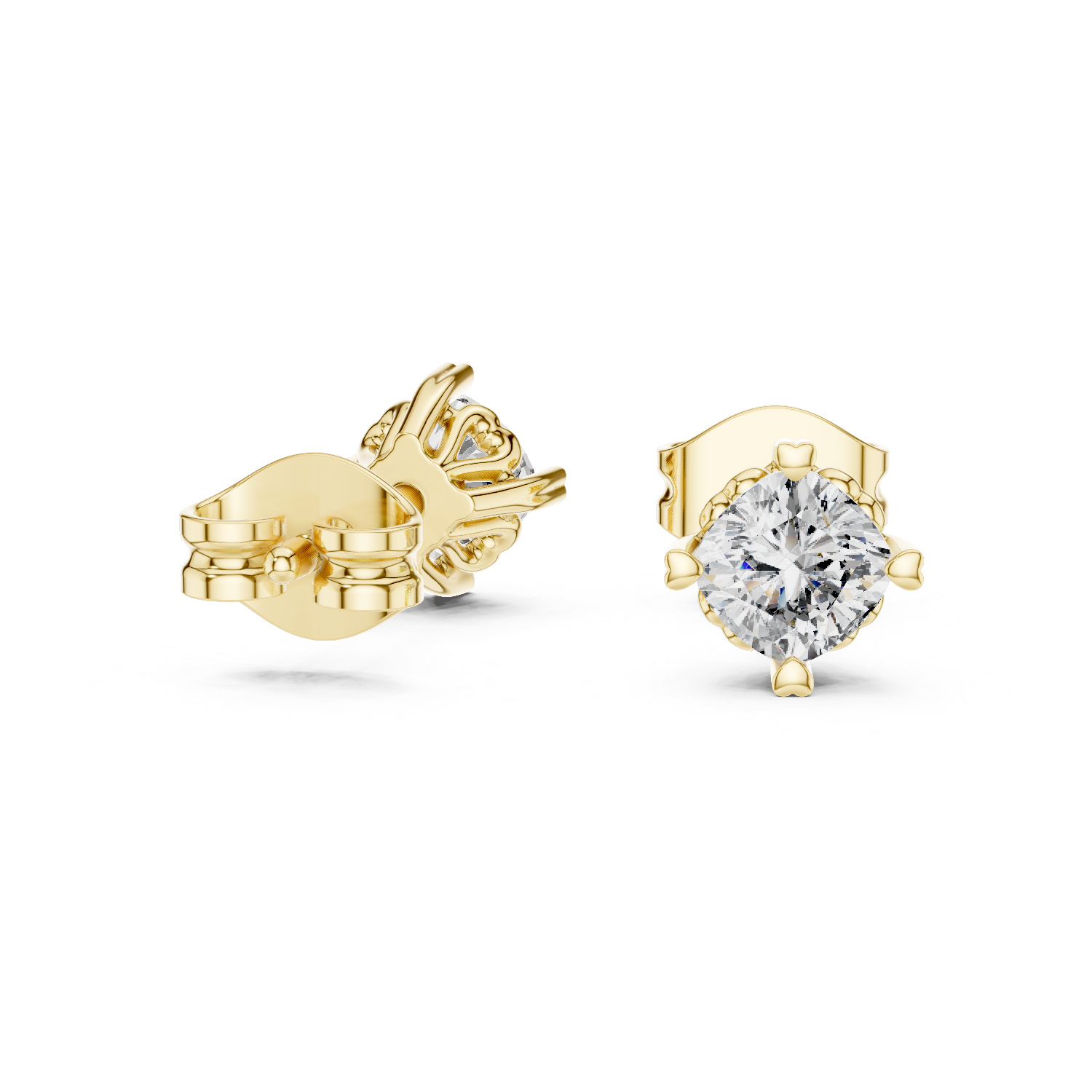 14K Solid Gold Lab Diamond Halo Earrings, Yellow Gold, view 1