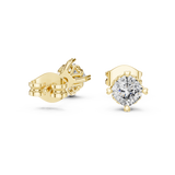 14K Solid Gold Lab Diamond Halo Earrings, Yellow Gold, view 1