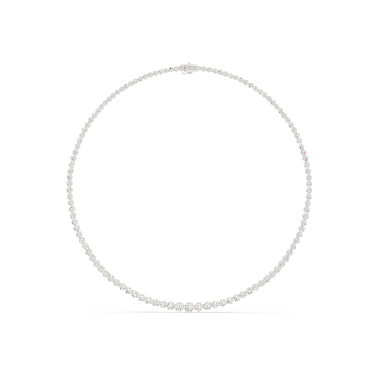14K Solid Gold Lab Diamond Tennis Necklace, White Gold