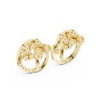 14K Solid Gold Lab Diamond Cluster Earrings, Yellow Gold, view 3